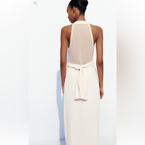 Zara Mixed Simi Sheer Slip Dress Size XL NWT - Picture 6 of 10